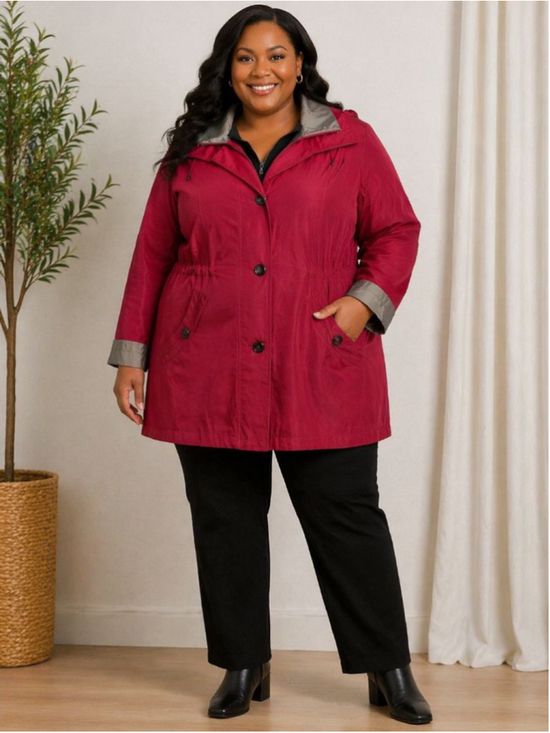 St. John's Bay Jackets & Blazers - St. John's Bay Red & Gray Utility Jacket Women’s Plus Size 2X